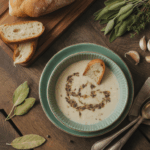 A legfinomabb fokhagymakrémleves recept: selymes textúrával, kakukkfűvel tálalva