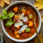 őszi minestrone leves sütőtökkel