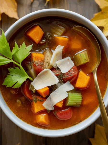 őszi minestrone leves sütőtökkel