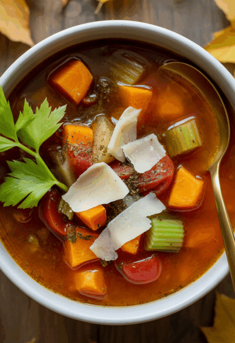 őszi minestrone leves sütőtökkel