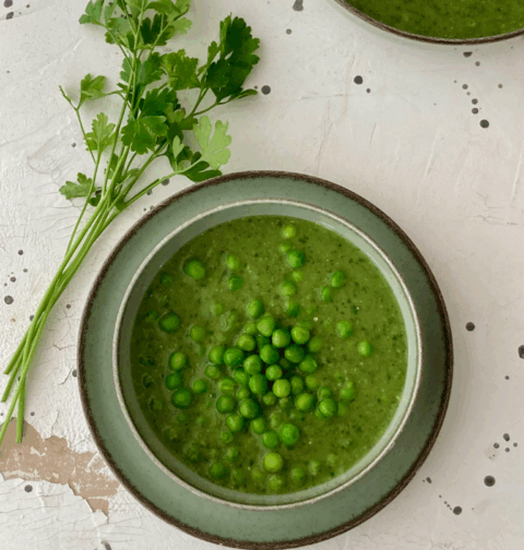 zöldborsó krémleves vegán